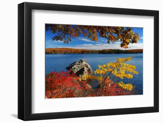 Autumn Mountain with Lake View and Colorful Foliage in Forest.-Songquan Deng-Framed Photographic Print