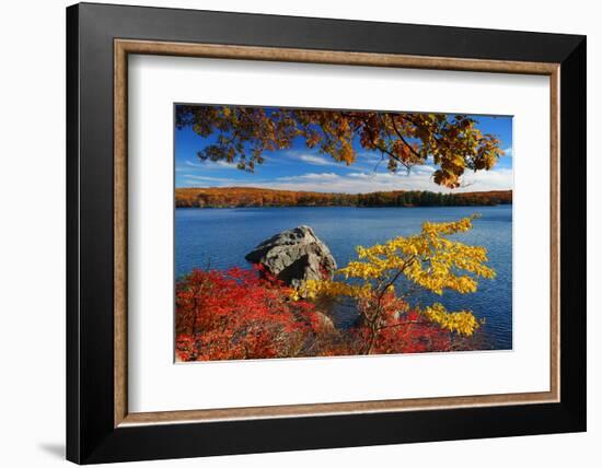 Autumn Mountain with Lake View and Colorful Foliage in Forest.-Songquan Deng-Framed Photographic Print