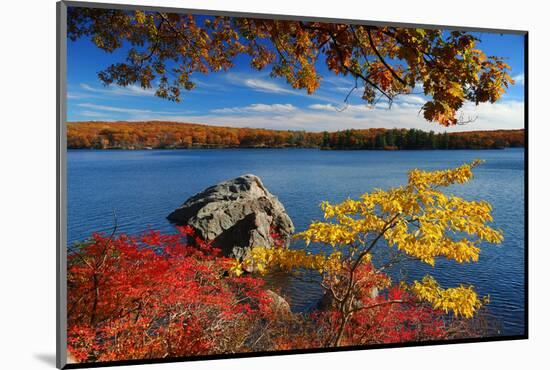 Autumn Mountain with Lake View and Colorful Foliage in Forest.-Songquan Deng-Mounted Photographic Print
