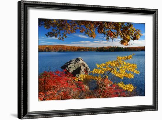 Autumn Mountain with Lake View and Colorful Foliage in Forest.-Songquan Deng-Framed Photographic Print