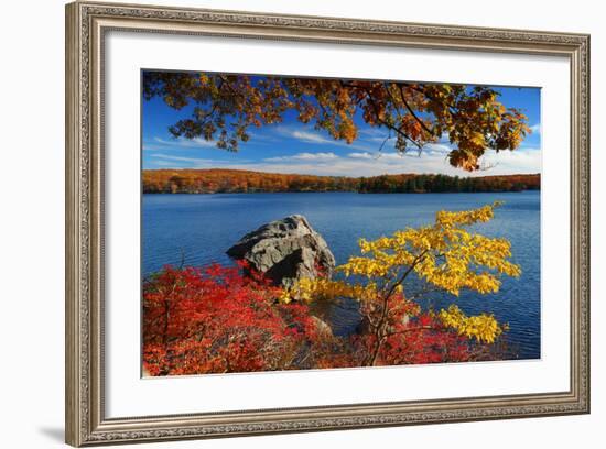 Autumn Mountain with Lake View and Colorful Foliage in Forest.-Songquan Deng-Framed Photographic Print