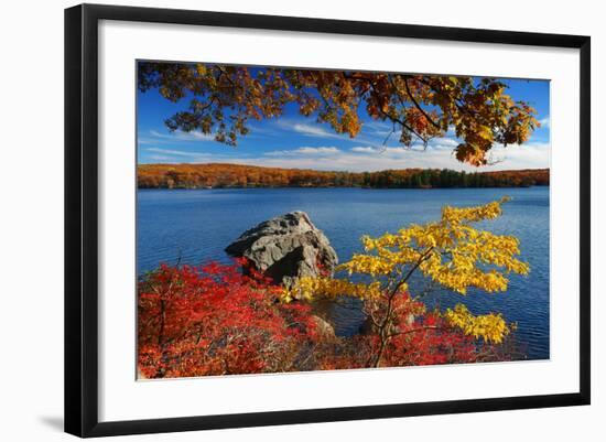 Autumn Mountain with Lake View and Colorful Foliage in Forest.-Songquan Deng-Framed Photographic Print