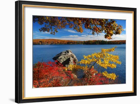 Autumn Mountain with Lake View and Colorful Foliage in Forest.-Songquan Deng-Framed Photographic Print