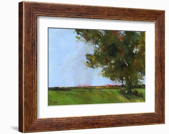 Autumn Oak and Empty Fields-Paul Bailey-Framed Art Print