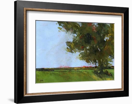 Autumn Oak and Empty Fields-Paul Bailey-Framed Art Print