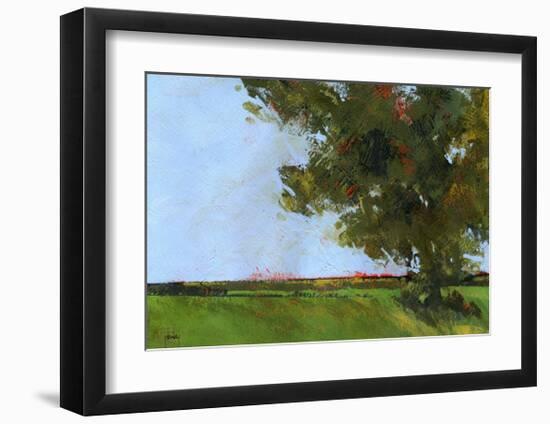 Autumn Oak and Empty Fields-Paul Bailey-Framed Art Print