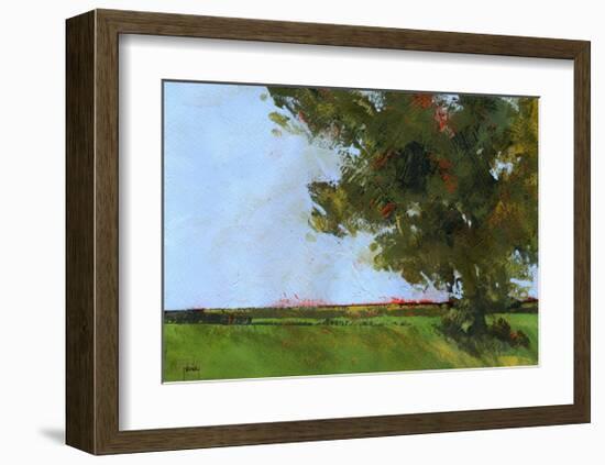 Autumn Oak and Empty Fields-Paul Bailey-Framed Art Print