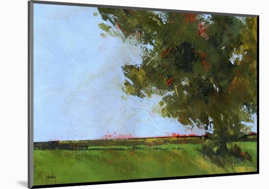Autumn Oak and Empty Fields-Paul Bailey-Mounted Art Print