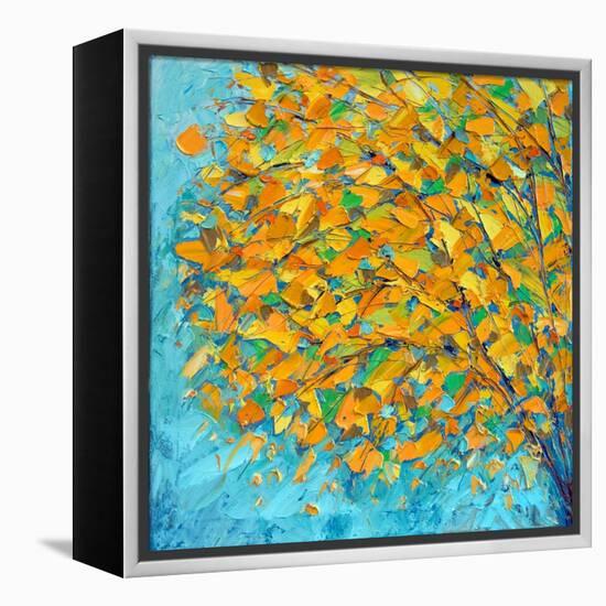 Autumn on Teal-Ann Marie Coolick-Framed Stretched Canvas