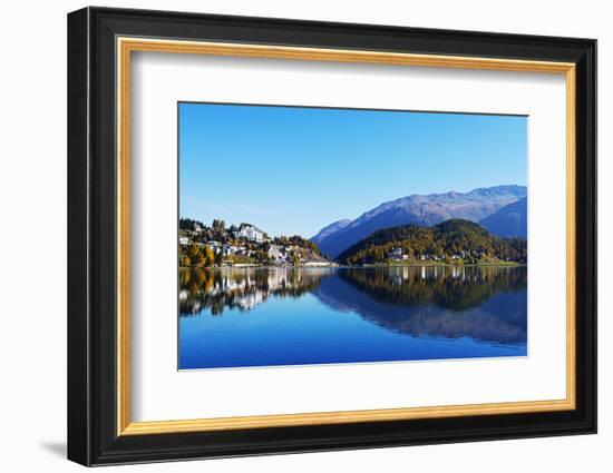 Autumn on the Lakeside in St. Moritz, Engadine, Graubunden, Switzerland, Europe-Christian Kober-Framed Photographic Print