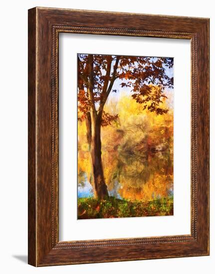 Autumn paint waterfront-Philippe Sainte-Laudy-Framed Photographic Print