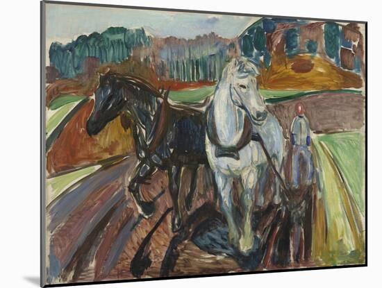 Autumn Ploughing, 1919 (Oil on Canvas)-Edvard Munch-Mounted Giclee Print
