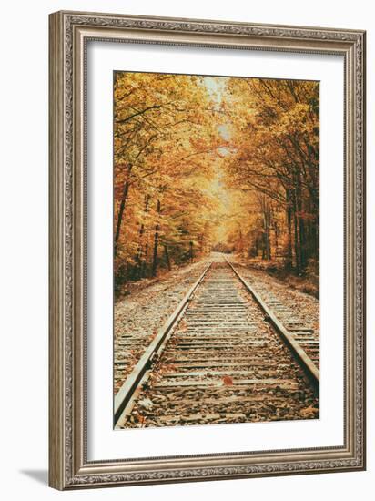 Autumn Railroad, New Engalnd Fall Foilage-Vincent James-Framed Photographic Print