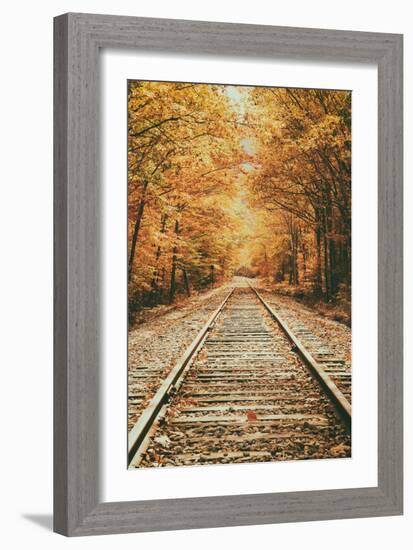 Autumn Railroad, New Engalnd Fall Foilage-Vincent James-Framed Photographic Print