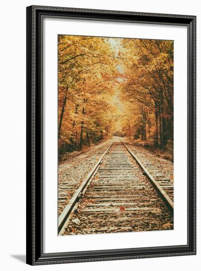 Autumn Railroad, New Engalnd Fall Foilage-Vincent James-Framed Photographic Print