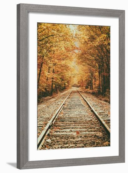 Autumn Railroad, New Engalnd Fall Foilage-Vincent James-Framed Photographic Print