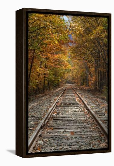 Autumn Railroad Tracks, White Mountain, New Hampshire-Vincent James-Framed Premier Image Canvas