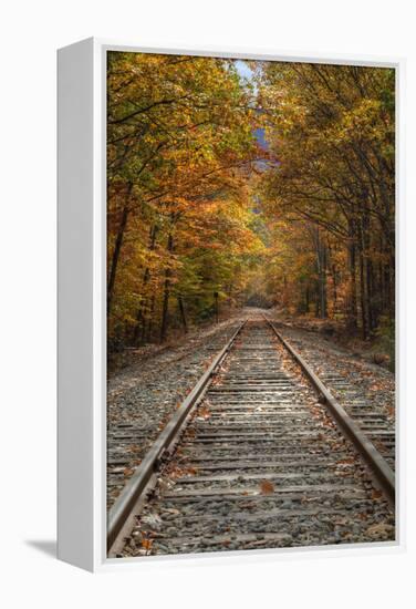 Autumn Railroad Tracks, White Mountain, New Hampshire-Vincent James-Framed Premier Image Canvas