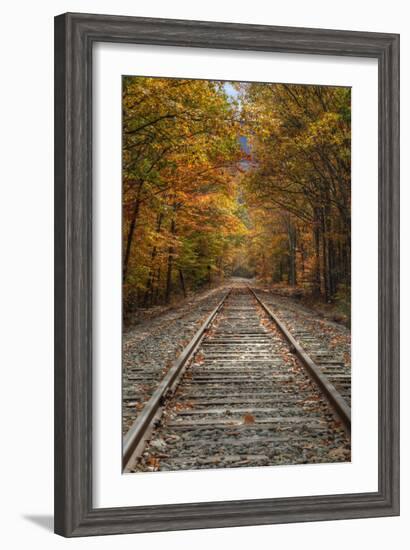 Autumn Railroad Tracks, White Mountain, New Hampshire-Vincent James-Framed Photographic Print