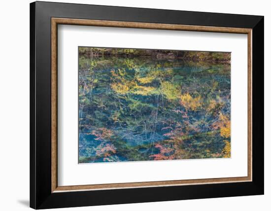 Autumn Reflections and Lake, Jiuzhaigou NP, Sichuan Province, China-Peter Adams-Framed Photographic Print