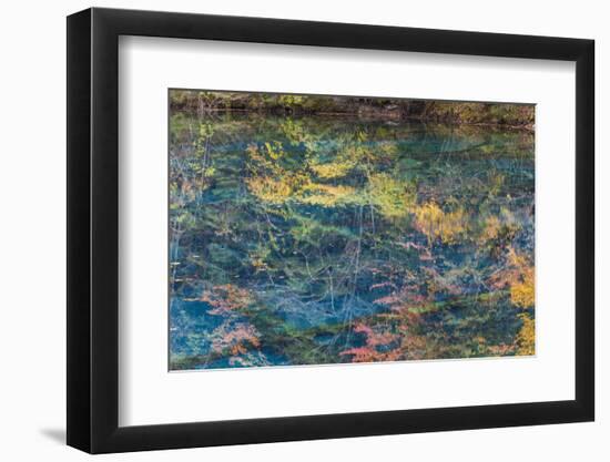 Autumn Reflections and Lake, Jiuzhaigou NP, Sichuan Province, China-Peter Adams-Framed Photographic Print