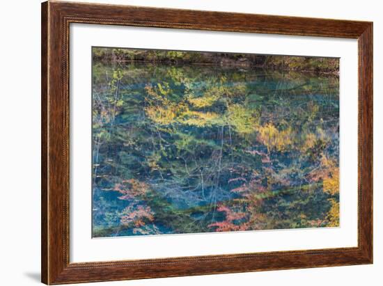 Autumn Reflections and Lake, Jiuzhaigou NP, Sichuan Province, China-Peter Adams-Framed Photographic Print