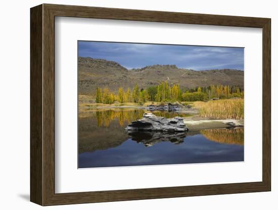 Autumn Reflections at Butchers Dam, Near Alexandra, Central Otago, South Island, New Zealand-David Wall-Framed Photographic Print