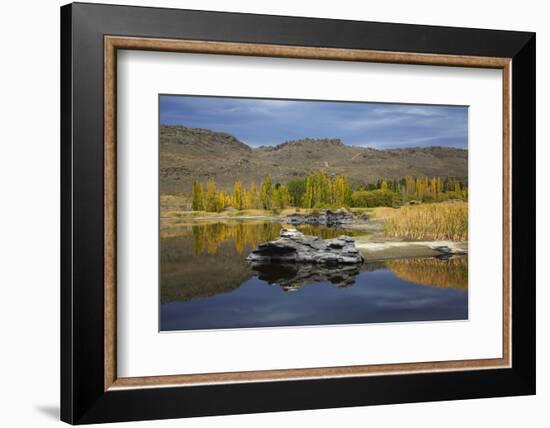 Autumn Reflections at Butchers Dam, Near Alexandra, Central Otago, South Island, New Zealand-David Wall-Framed Photographic Print