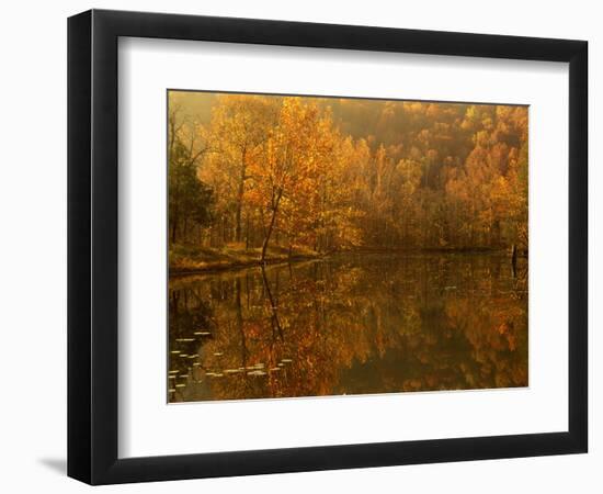 Autumn Reflections on Pond, Missouri, USA-Gayle Harper-Framed Photographic Print