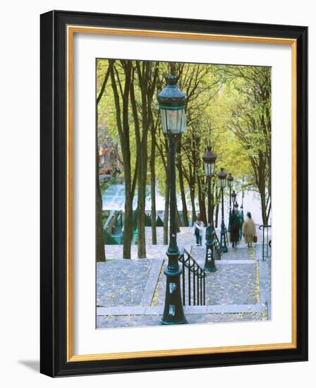 Autumn, Rue De Foyatier Steps to the Place Du Sacre Coeur, Montmartre, Paris, France-Walter Bibikow-Framed Photographic Print