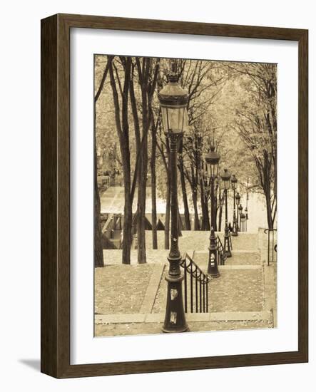 Autumn, Rue De Foyatier Steps to the Place Du Sacre Coeur, Montmartre, Paris, France-Walter Bibikow-Framed Photographic Print