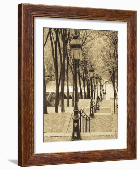 Autumn, Rue De Foyatier Steps to the Place Du Sacre Coeur, Montmartre, Paris, France-Walter Bibikow-Framed Photographic Print