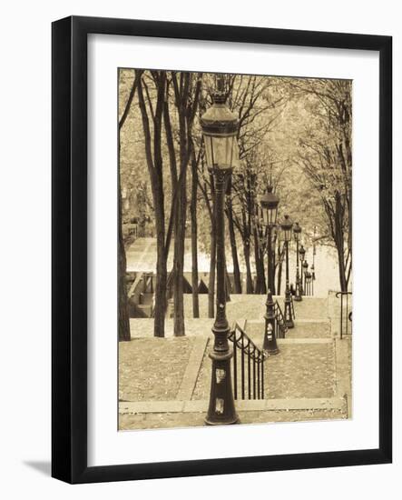 Autumn, Rue De Foyatier Steps to the Place Du Sacre Coeur, Montmartre, Paris, France-Walter Bibikow-Framed Photographic Print