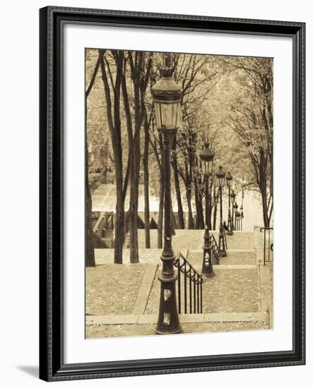 Autumn, Rue De Foyatier Steps to the Place Du Sacre Coeur, Montmartre, Paris, France-Walter Bibikow-Framed Photographic Print