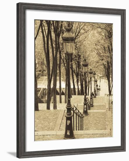 Autumn, Rue De Foyatier Steps to the Place Du Sacre Coeur, Montmartre, Paris, France-Walter Bibikow-Framed Photographic Print