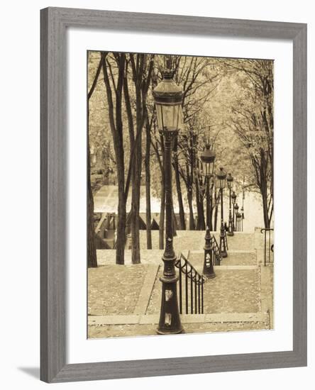 Autumn, Rue De Foyatier Steps to the Place Du Sacre Coeur, Montmartre, Paris, France-Walter Bibikow-Framed Photographic Print