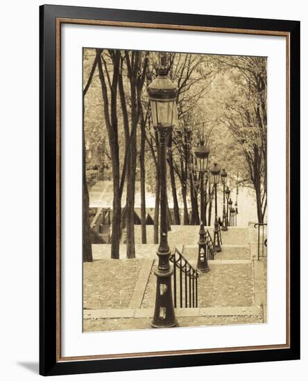 Autumn, Rue De Foyatier Steps to the Place Du Sacre Coeur, Montmartre, Paris, France-Walter Bibikow-Framed Photographic Print