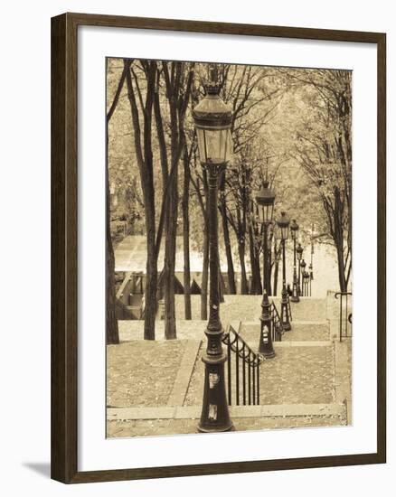 Autumn, Rue De Foyatier Steps to the Place Du Sacre Coeur, Montmartre, Paris, France-Walter Bibikow-Framed Photographic Print