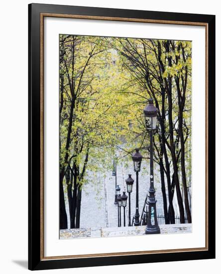 Autumn, Rue De Foyatier Steps to the Place Du Sacre Coeur, Montmartre, Paris, France-Walter Bibikow-Framed Photographic Print