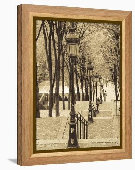 Autumn, Rue De Foyatier Steps to the Place Du Sacre Coeur, Montmartre, Paris, France-Walter Bibikow-Framed Premier Image Canvas