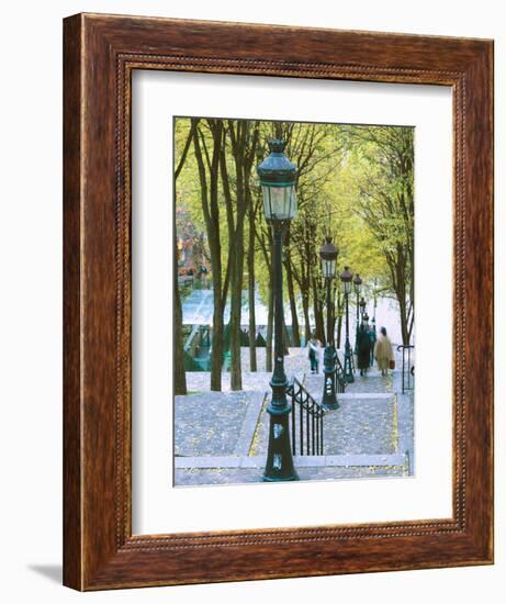 Autumn, Rue De Foyatier Steps to the Place Du Sacre Coeur, Montmartre, Paris, France-Walter Bibikow-Framed Photographic Print