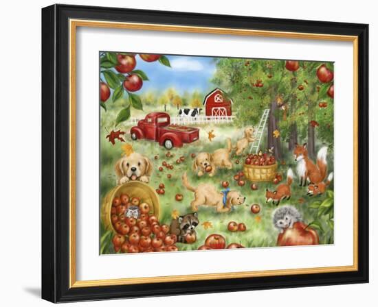 Autumn Scene with Dogs and Animals-MAKIKO-Framed Giclee Print