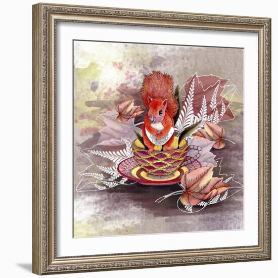 Autumn Squirrel-The Tangled Peacock-Framed Giclee Print