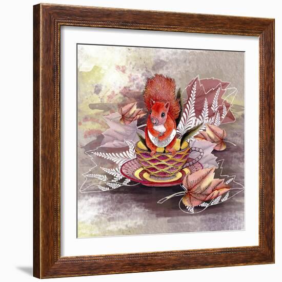 Autumn Squirrel-The Tangled Peacock-Framed Giclee Print