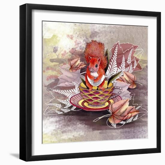 Autumn Squirrel-The Tangled Peacock-Framed Giclee Print