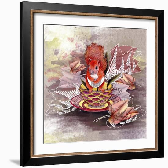 Autumn Squirrel-The Tangled Peacock-Framed Giclee Print