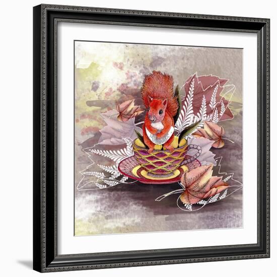 Autumn Squirrel-The Tangled Peacock-Framed Giclee Print