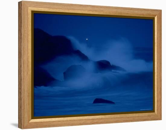 Autumn Storm, a Nor'easter, Surrounding the Lighthouse on Thacher Island at Night-Leonard Mccombe-Framed Premier Image Canvas