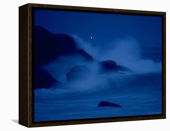 Autumn Storm, a Nor'easter, Surrounding the Lighthouse on Thacher Island at Night-Leonard Mccombe-Framed Premier Image Canvas