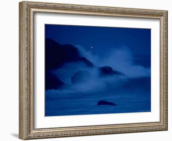 Autumn Storm, a Nor'easter, Surrounding the Lighthouse on Thacher Island at Night-Leonard Mccombe-Framed Photographic Print